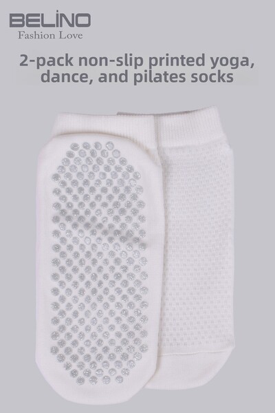 Belyy Socks Pack of 2 Non-Slip Printed Yoga Dance and Plates Socks
