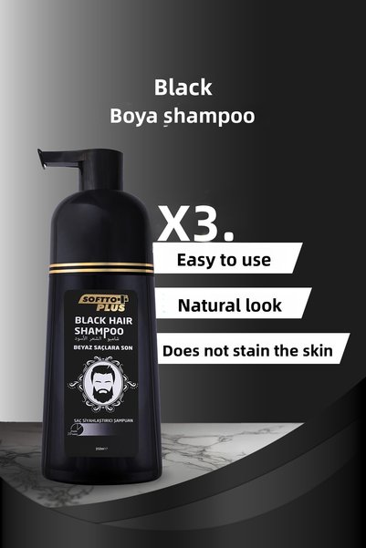 Softto Plus Black Hair Natural Looking Hair Blackening Instantly Effective White Concealer Shampoo 350 ml