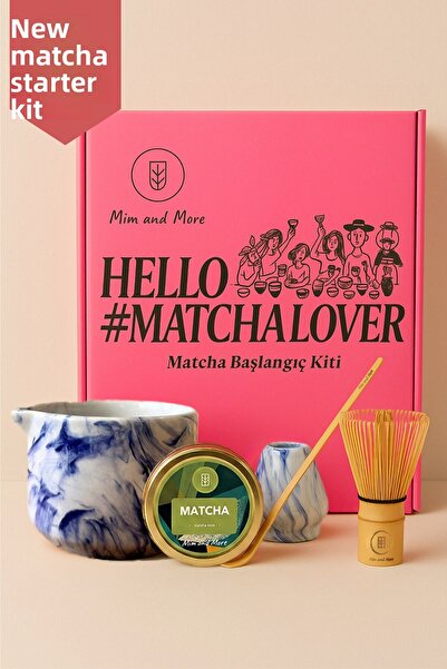 Mim and More Matcha Starter Pack - Chawan, Bamboo Whisk, Chasen, Chasaku, Pure Matcha 25 Gr Matcha Starter Set