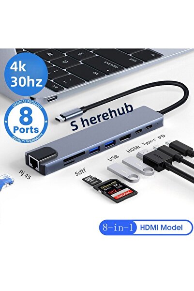 Choice موزع USB C 8 في 1 موزع USB C 8 في 1 موزع USB C 4K Thunderbolt 3 محطة إرساء محول كمبيوتر محمول لأجهزة الكمبيوتر المحمولة