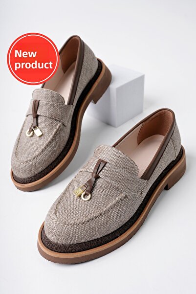 MARSHETTA Модел Loressa Кафяви ленени дамски мокасини Ежедневни обувки