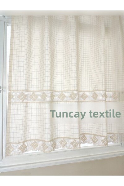 TUNCAY TEKSTİL Monika Curtain - 100% Cotton, Lace, Authentic Sunshade Curtain - Width X Size
