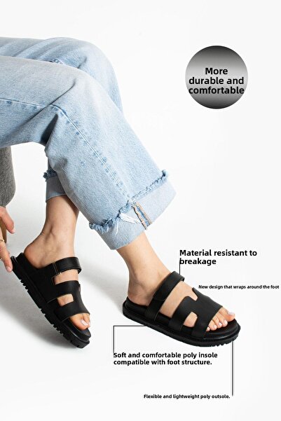 Moda Devrin Papuci de damă cu talpă confortabilă anatomică cu velcro