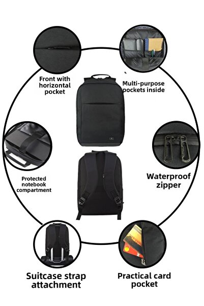 Beutel حقيبة ظهر للكمبيوتر المحمول Weser باللون الأسود مقاومة للماء مقاس 15.6 بوصة - 16.1 بوصة