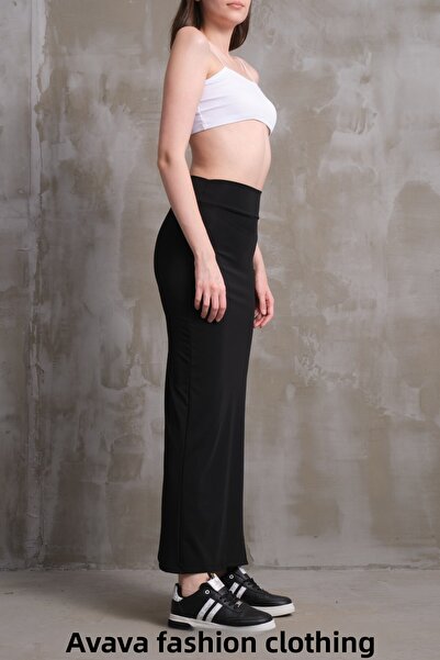 AVAVA Fekete oszmán szövet hosszú ceruza és szoknya