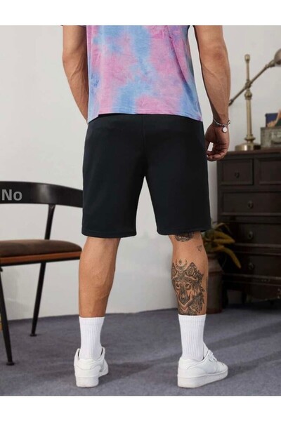 DEEPSENCE Pánské hladké šortky Slimfit Fit z černé počesané látky