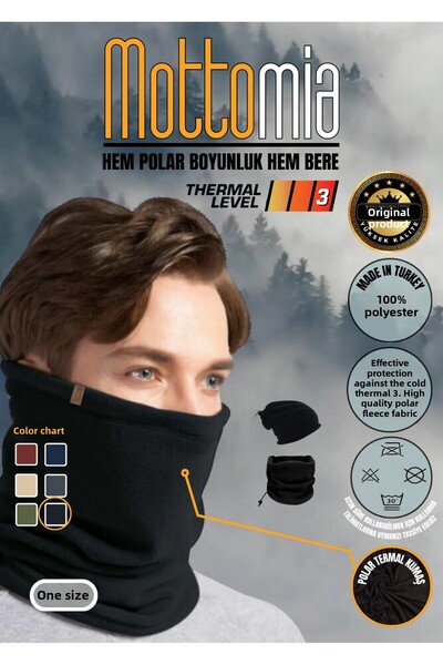 mottomia Černý fleecový límec | Zimní motorkářská outdoorová čepice proti větru (3 RŮZNÉ POUŽITÍ)