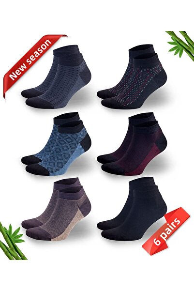 DAYCO Premium Seamless Ανδρικά Μποτάκια Μπαμπού Κάλτσες 6 τεμαχίων Jacquard Assorti Set - 41-45 - 10500-j