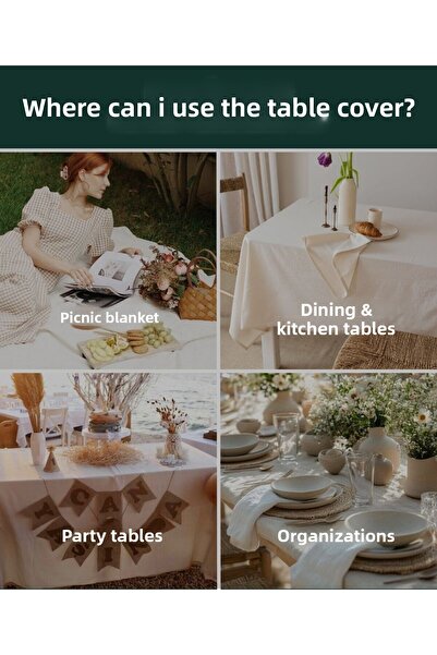 Wellstil Premium |   Ruffled Linen White Tablecloth