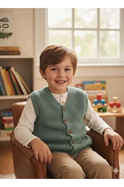 meriç bebe - bütün çocuklar melektir. mrc Boy's Thessaloniki Knitted Buttoned Sweater Vest Casual & Stylish Combination 5-8 Years Old
