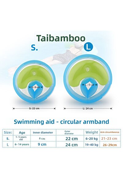 TAYBAMBoo Round Three Air Chamber Swimming Auxiliary Sleeve Large Size (6-14 Years, 19-40 kg)