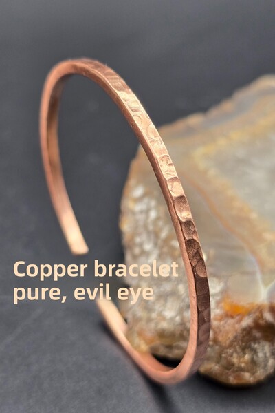 NBS Beautiful Naturel Stones سوار من النحاس الخالص قابل للتعديل أنيق للجنسين عالي الجودة (هدية، يومي، يوم خاص)