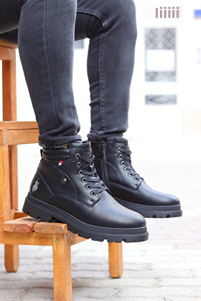 U.S. Polo Assn. Ανδρικές μπότες με ζεστή επένδυση καθημερινά με φερμουάρ Μαύρες