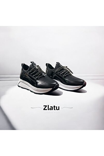 Zlato حذاء نسائي كاجوال مريح بتفاصيل شريطية رفيعة وأربطة