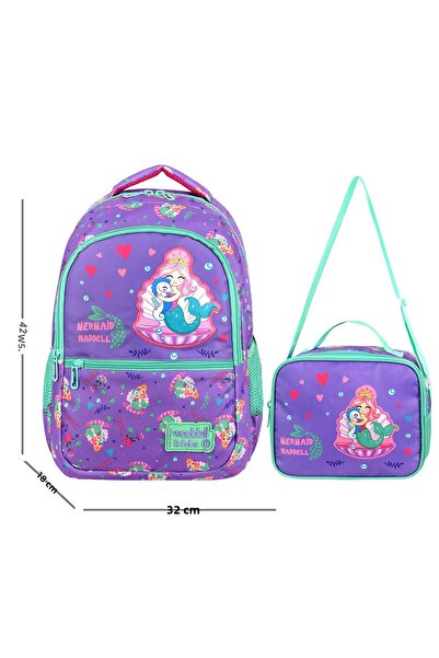 Waddell Rucsac pentru școală primară brodat din piele cu licență sirenă și ge...