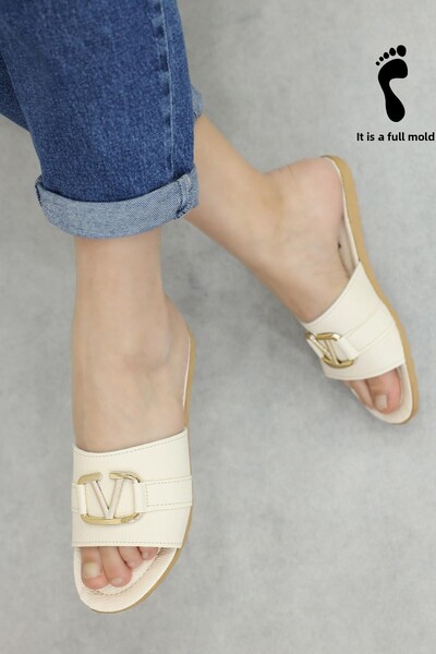 FAST STEP Women's Comfortable Summer Holiday Daily Home Buckle Written Slippers 935za120