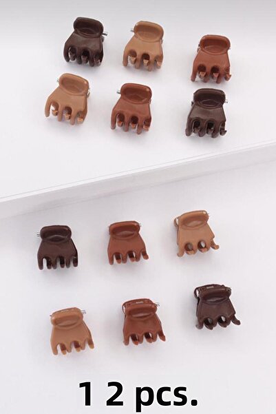 BAHELS Γυναικείο σετ αγκράφες καφέ 12 τεμαχίων