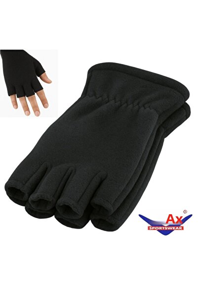 AXE SPORTSWEAR قفازات شتوية من الصوف الحراري باللون الأسود بدون أصابع للجنسين Pkr109426