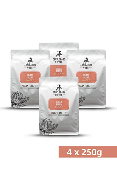Addis Ababa Coffee مزيج باريستا هرار الاحترافي 4 قطع × 250 غرام (إجمالي 1000 ...