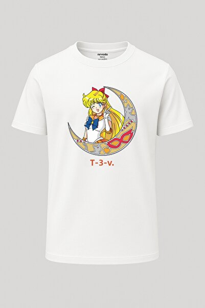 nirvoda Tricou unisex cu decolteu rotund cu imprimeu Sailor Moon Moon Warrior...