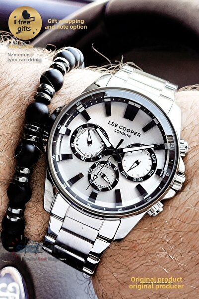 Lee Cooper Original Functions White Dial Men's Wristwatch with Active Calendar Bracelet Gift