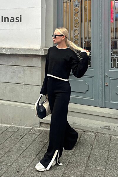 MEECY Women's Ribbed Cut-Out Leg Viral Knitwear Set