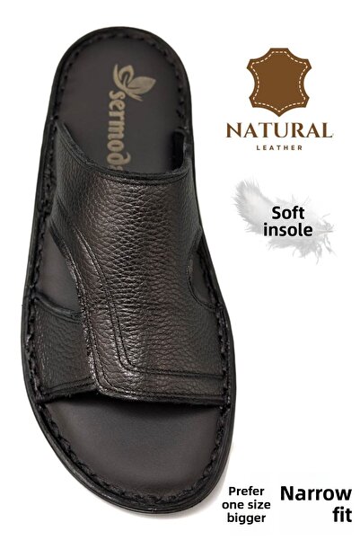 sermoda Lehké pánské pantofle z pravé kůže - A. Şır Black