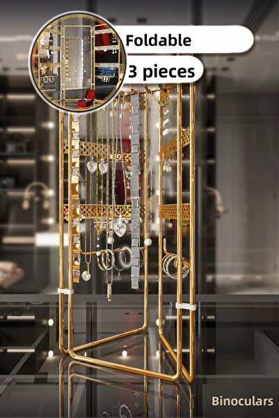 Bino صندوق منظم المجوهرات، حامل المجوهرات المزخرف، 3 قطع، حامل حلقات القلادة