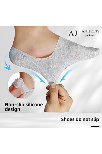 ANTHONY JACKSON 10 Pairs Boxed BAMBOO Premium Unisex Seamless Invisible Non-Slip Silicone Ballerina Socks Brook