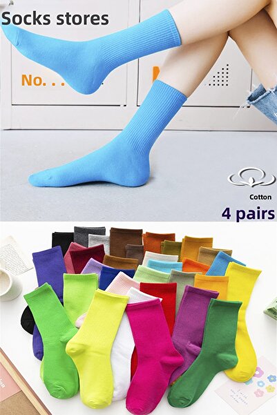 Esinti Ανδρικές κάλτσες Γυναικείες κάλτσες μακριές πολύχρωμες κάλτσες αθλητικές κάλτσες ποδοσφαίρου τένις 4 τμχ