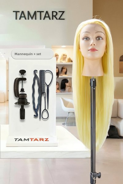 TAM TARZ Manechin pentru antrenament coafură + suport de masă + kit de împletit părul / platină