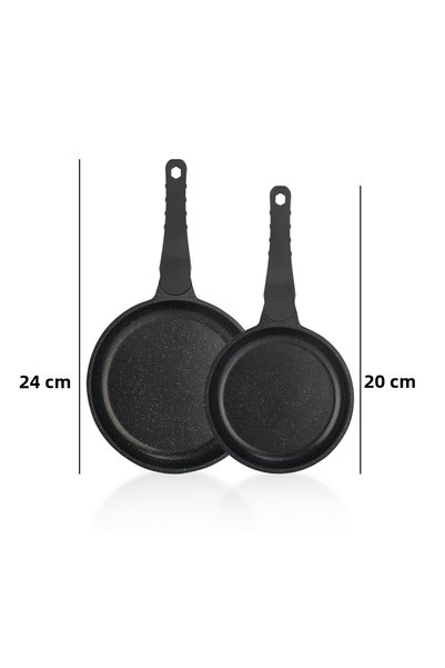 Schafer Gray Famos Non-Burning Non-Stick 2-Piece Granite Cast Frying Pan Set