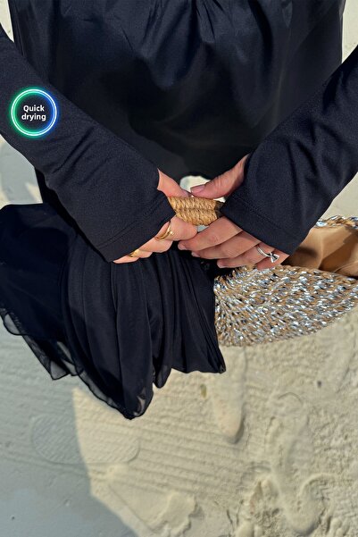 Ka Hijab Coast Sörf Full Covered 4 Piece Hijab Swimsuit - Black