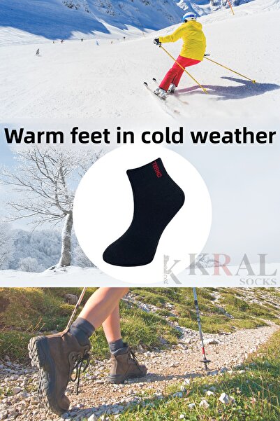 KRAL SOCKS Термо мъжки зимни чорапи (5 чифта) в черен цвят