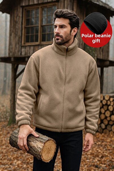 GHASSY CO. Men's Pro Thermal Inner Outer Sherpa Autumn Winter Full Zip Plush Sweatshirt