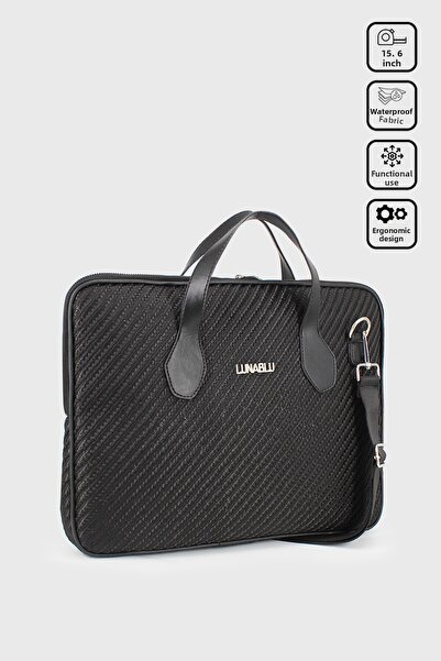 LUNABLU 15.6" Inch Waterproof Fabric Briefcase Computer Notebook Laptop Bag