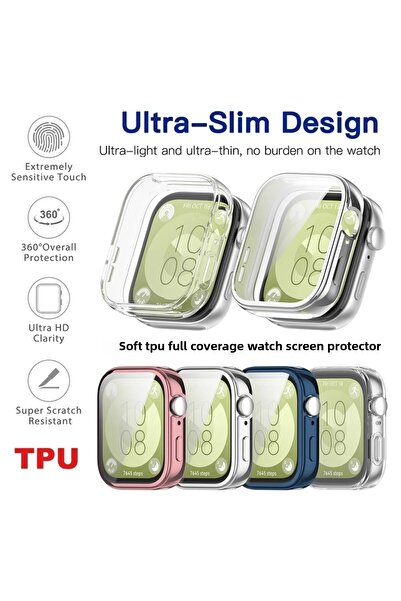Fibaks Huawei Watch Fit 3 Compatible Case and Screen Protector 360 Full Protection Case Cover