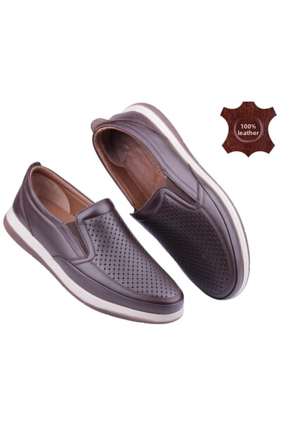 DETECTOR Ανδρικά παπούτσια casual από γνήσιο δέρμα ορθοπεδικά διάτρητα 046