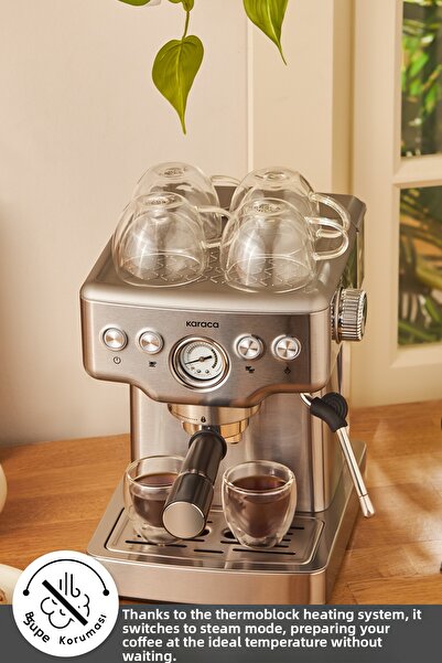 Karaca Coffee Art 1353 20 Bar Pressure Espresso, Latte Cappuccino Americano Machine with Milk Frother