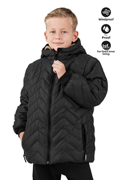 Merdia Момчешко водоустойчиво и ветроустойчиво палто с качулка, подплатено с ...