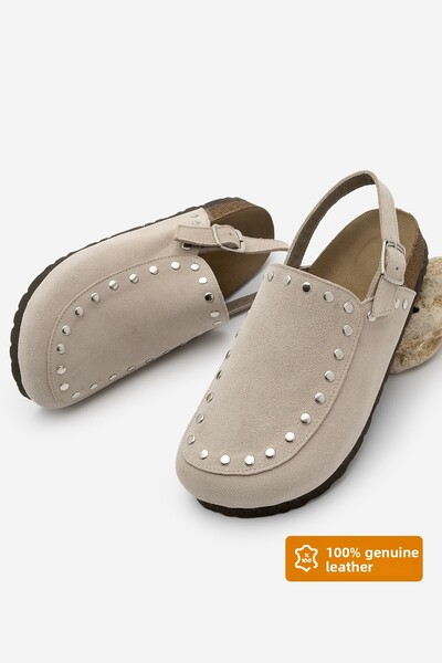 Marjin Dámská pravá kůže Eva Podešev Přední uzavřená Čepy Sabo Denní sandály Bolve Béžová