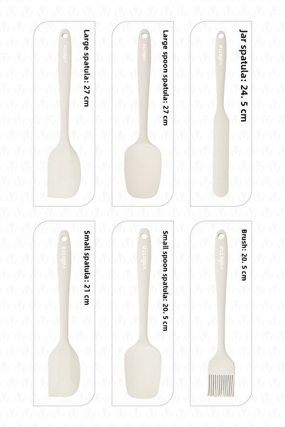 valletta Drongo Heat Resistant Fireproof Non-Stick Silicone Spatula Set 6 Pieces Vanilla