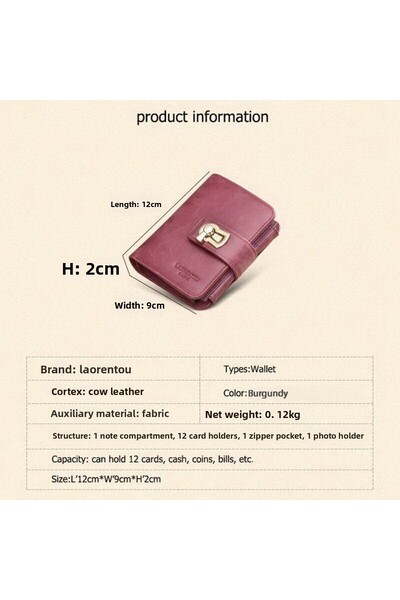 Laorentou Santorelli Genuine Leather Italian-Made Buckled Zippered Women's Wallet - Women's Card Holder