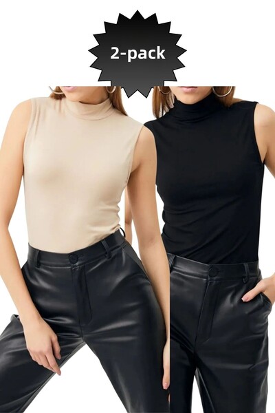 Lunamiratto بدلة نسائية بياقة مدورة - بدون أكمام، نصف صياد، ملابس حمل، طقم مكون من قطعتين عالي الجودة