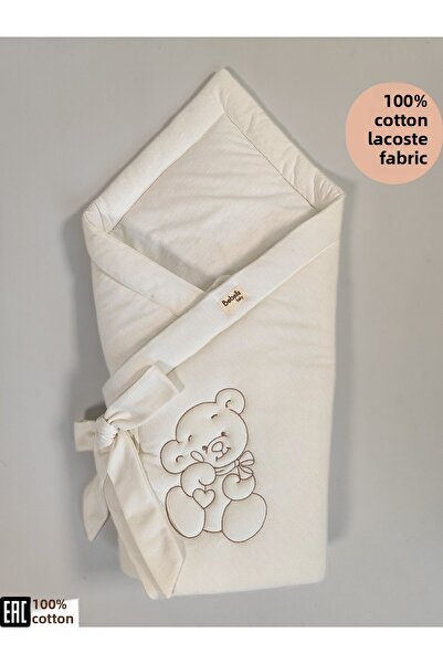 Bebella 100% Cotton Special Fabric Baby Swaddle Blanket – Embroidery Detailed, Hospital Release & Newborn