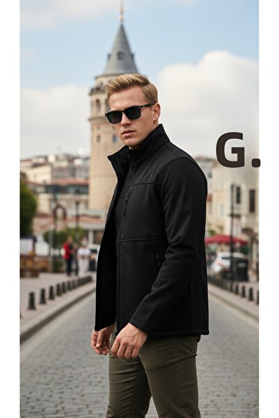 ENZİM JEANS Men's Softshell Jacket with Fleece Inside Waterproof Windproof Outdoor Jacket