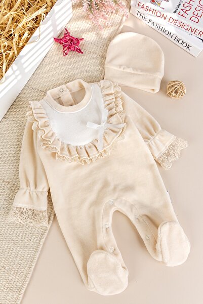 Babymod Laced Cotton Winter Velvet Baby Girl Romper Set
