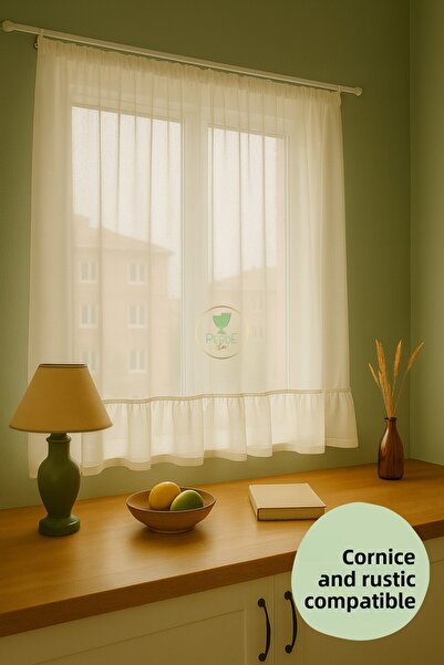 Perdeplus Linen Sheer Tulle Curtain Cornice and Rustic Compatible – Modern and Natural Style