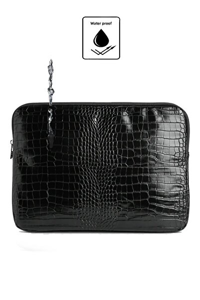 Luvenis Model crocodil negru 13-14-15,6-16 inchi Husă cu fermoar compatibilă Geantă pentru laptop și notebook
