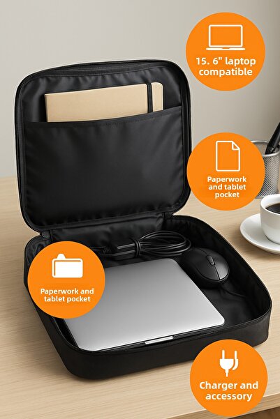 HİG HOME Чанта за лаптоп, съвместима с 13-, 14- и 15,6-инчови лаптопи Водоустойчива чанта за лаптоп (3-слойна защита)